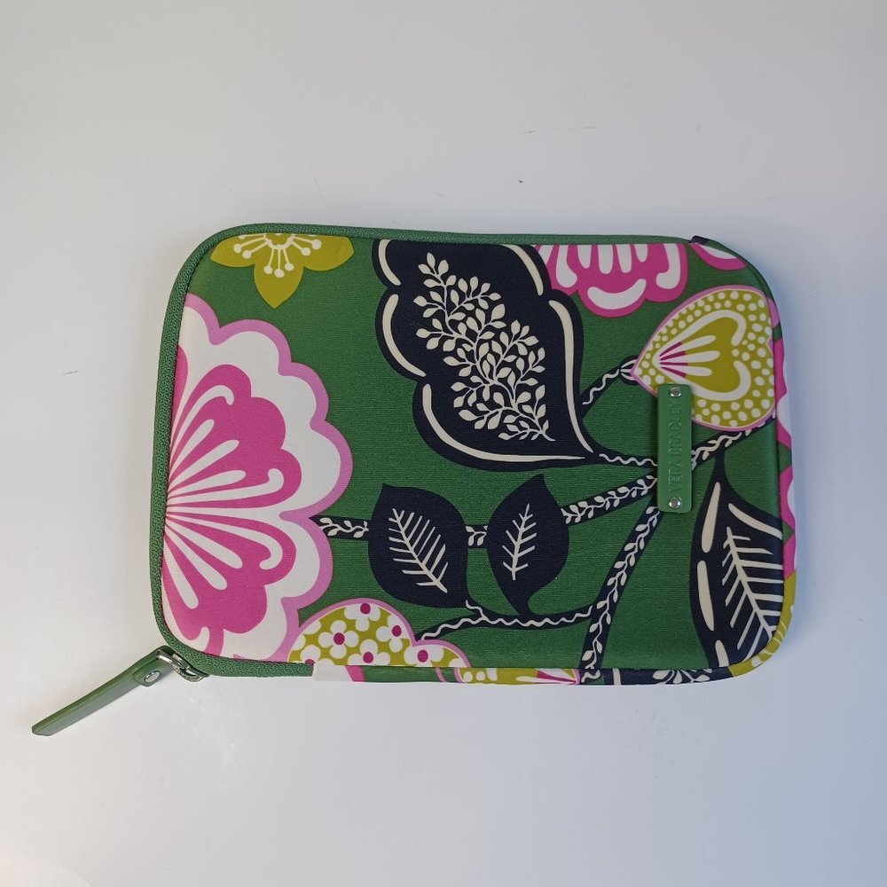Vera Bradley Tablet Neoprene Soft Case Zip Around Tropical Floral Green Pink - Picture 2 of 9